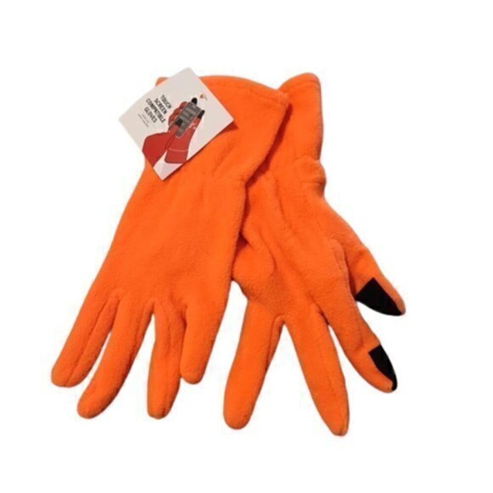 Bright Orange Solid Touch Screen Compatible Gloves